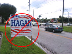 Hagan sign in public right of way